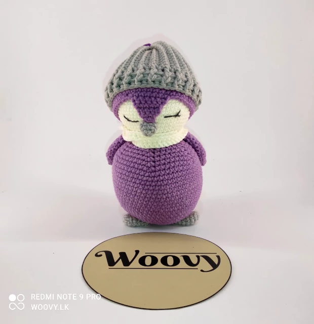Woovy Crochet Dark purple Amigurumi Penguin Doll with Scarf & Hat :  Crocheted with love and care