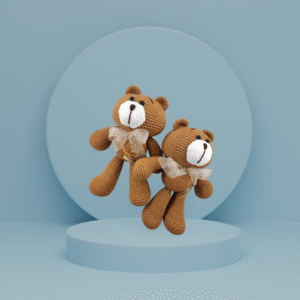 Two handmade brown crochet teddy bears – amigurumi plush toys from Sri Lanka